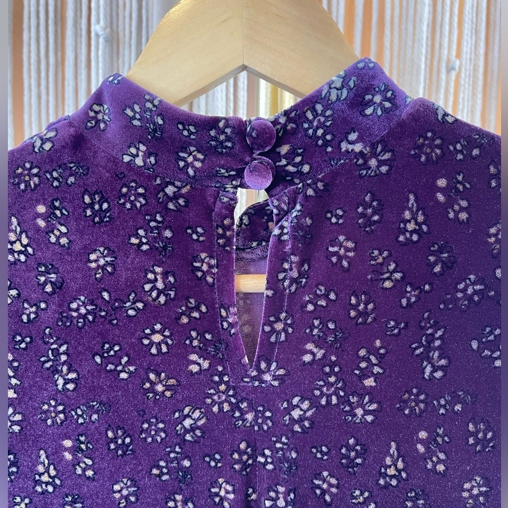 vintage purple velvet cheongsam/qipao w classic mandarin collar & short sleeves - Picture 8 of 16